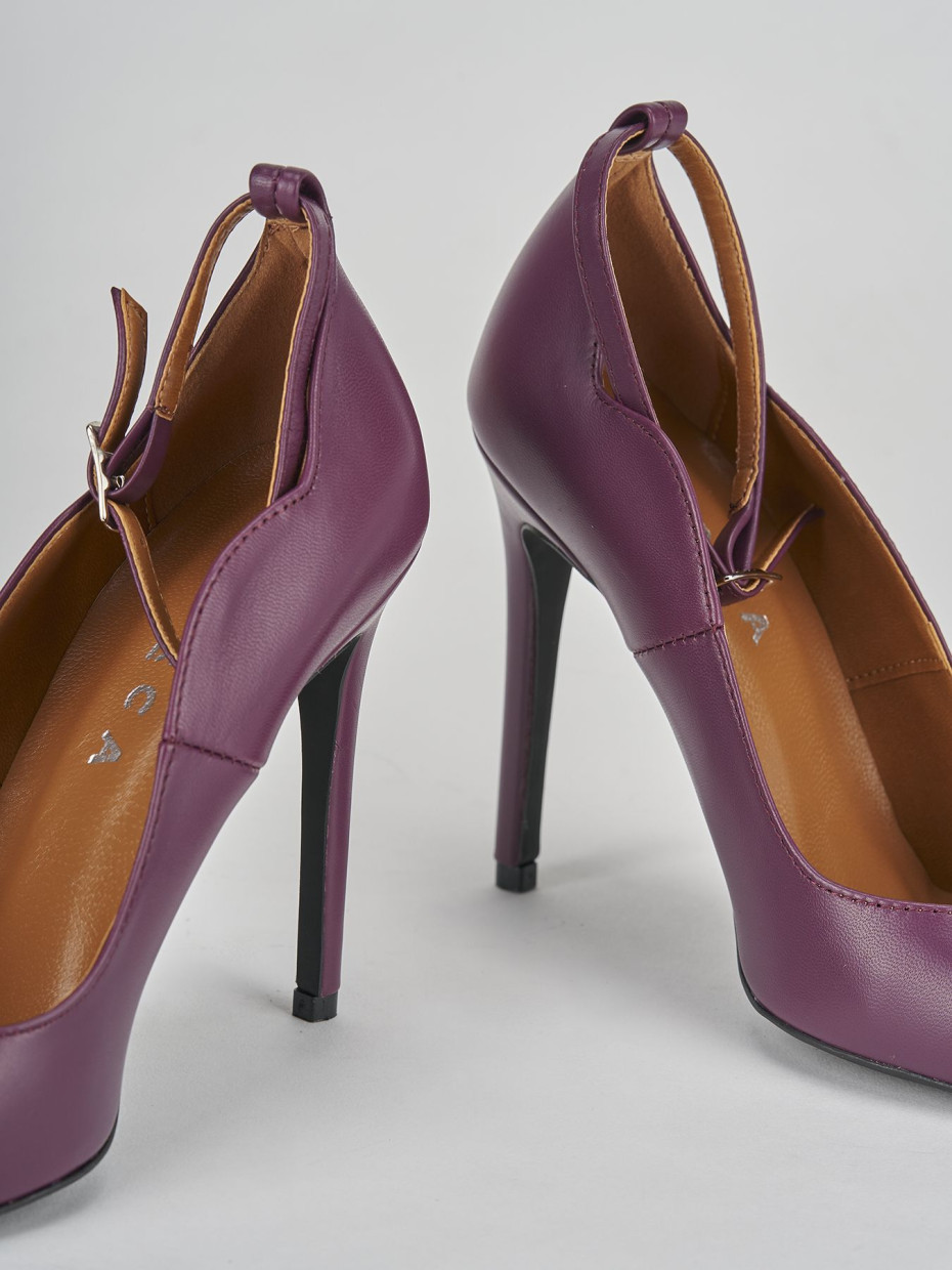 Décolleté e slingback tacco 10cm pelle viola