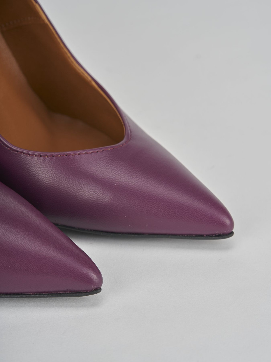 Décolleté e slingback tacco 10cm pelle viola