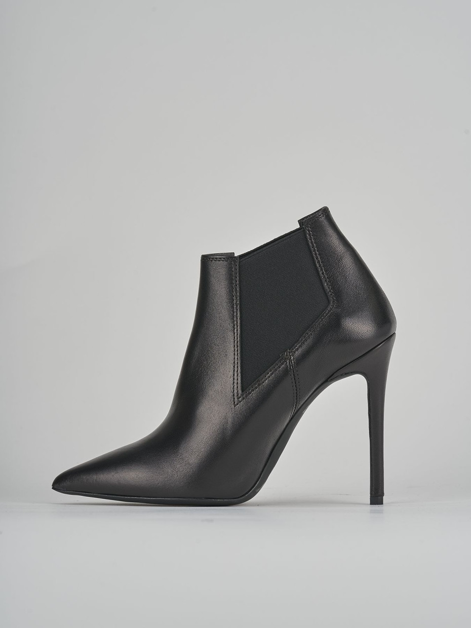 High heel ankle boots heel 10 cm black leather