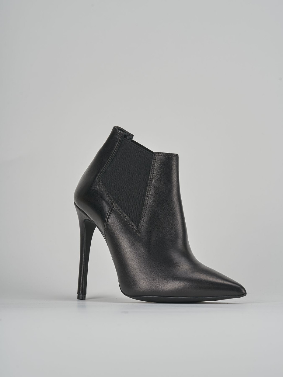 High heel ankle boots heel 10 cm black leather