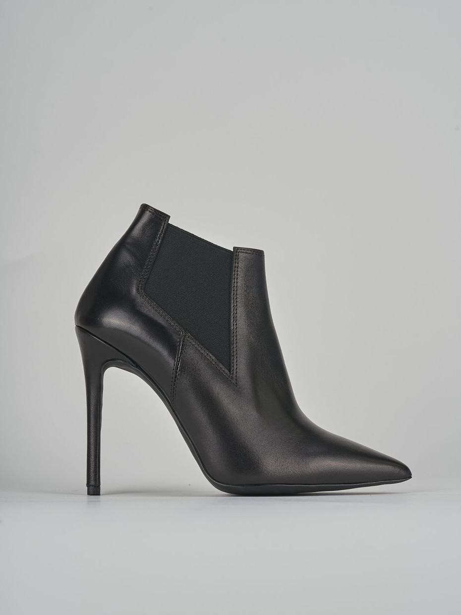 High heel ankle boots heel 10 cm black leather