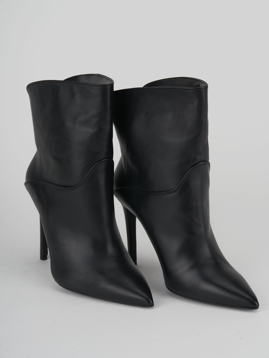 High heel ankle boots heel 11 cm black leather