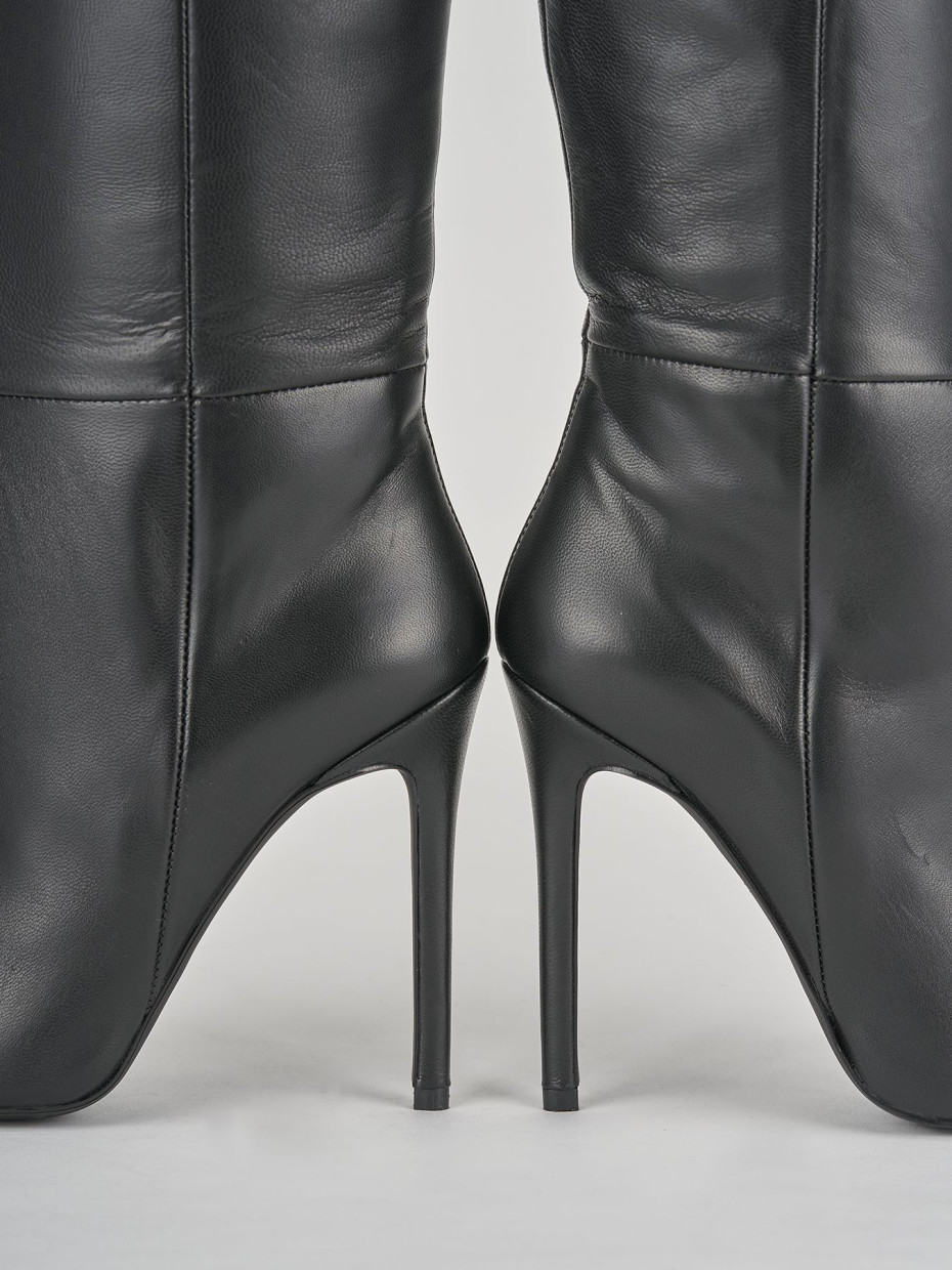 High heel boots woman heel 10 cm black leather Barca Stores