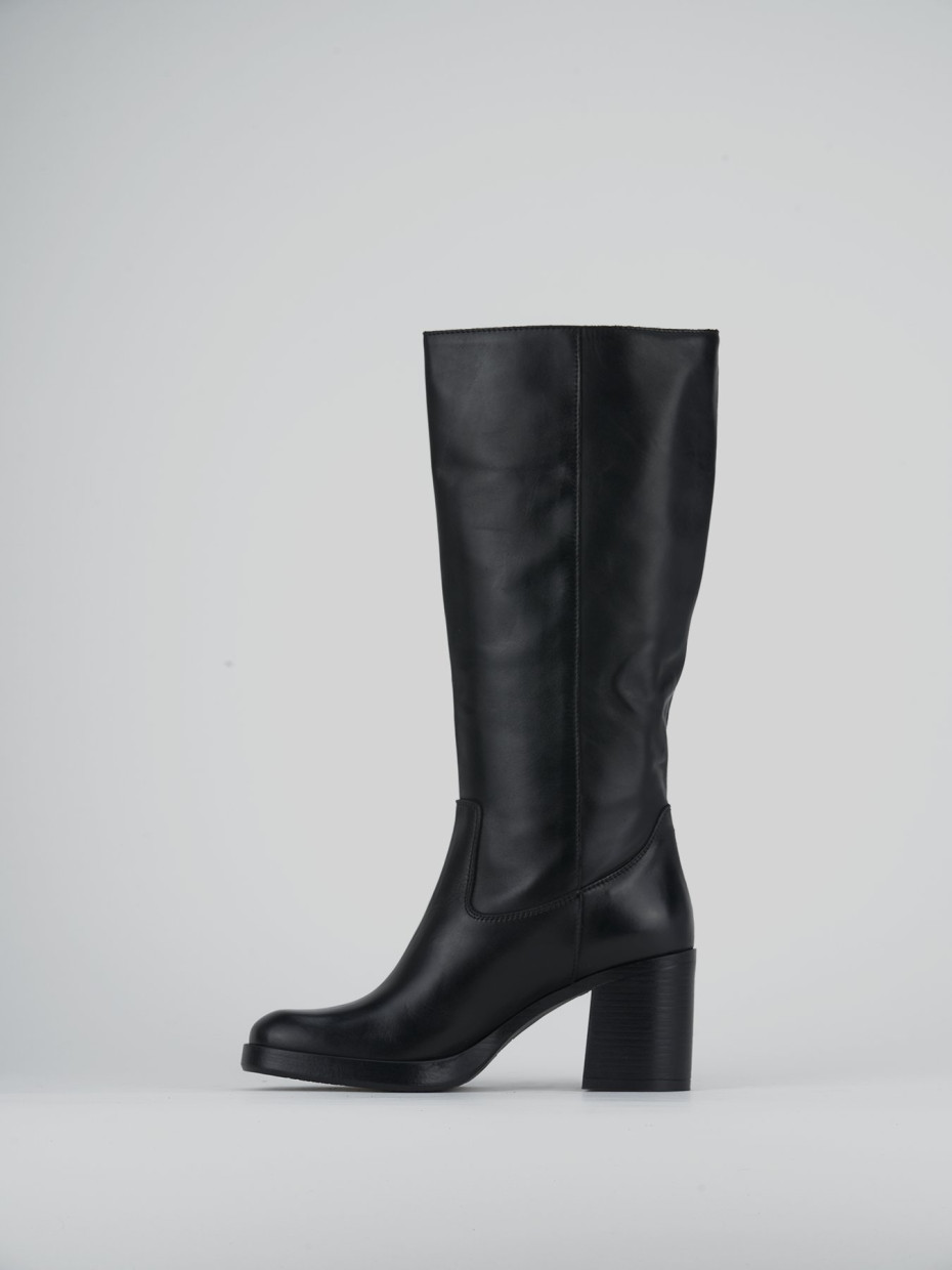 High heel boots heel 7 cm black leather