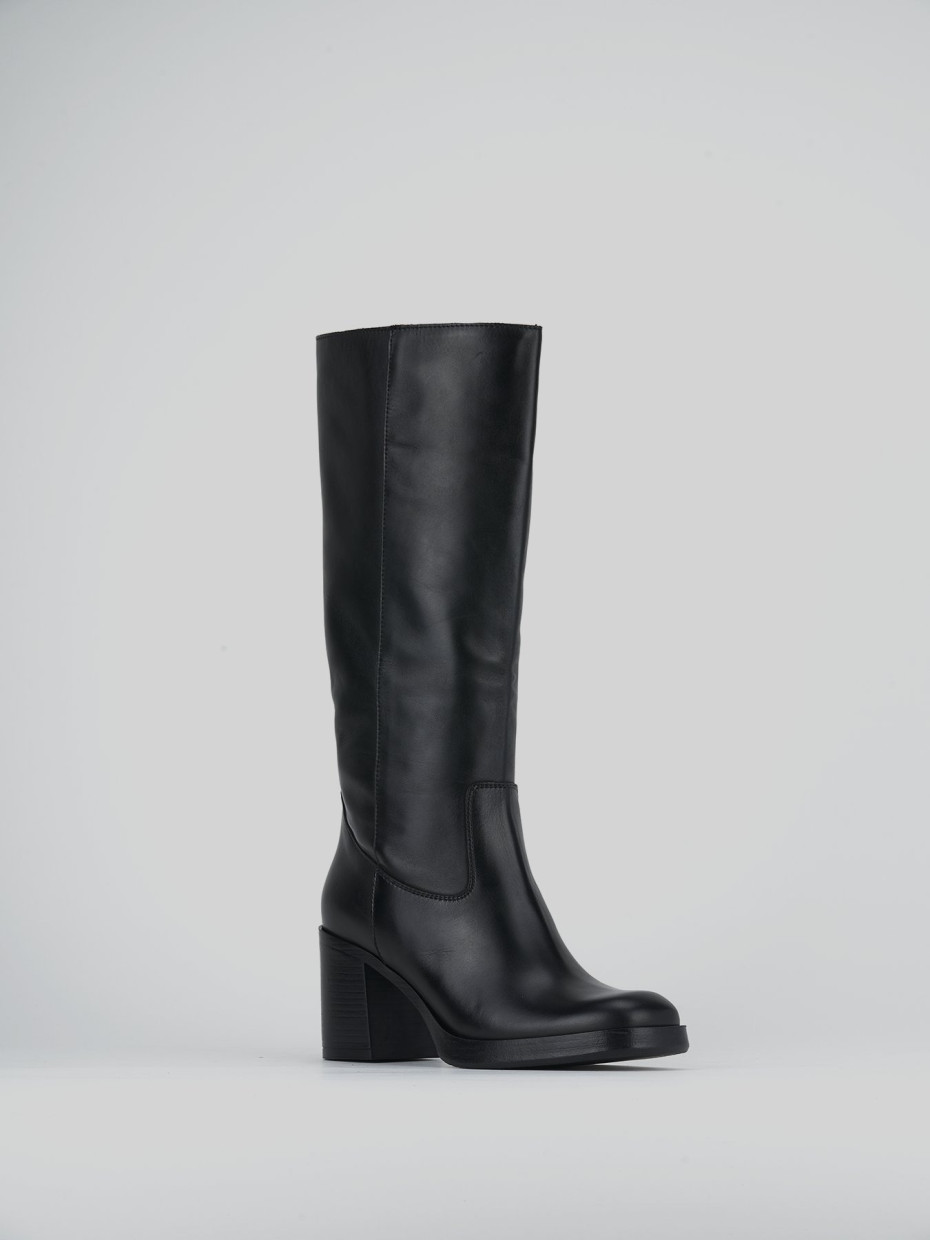 Stivali tacco 7cm pelle nero Barca Stores