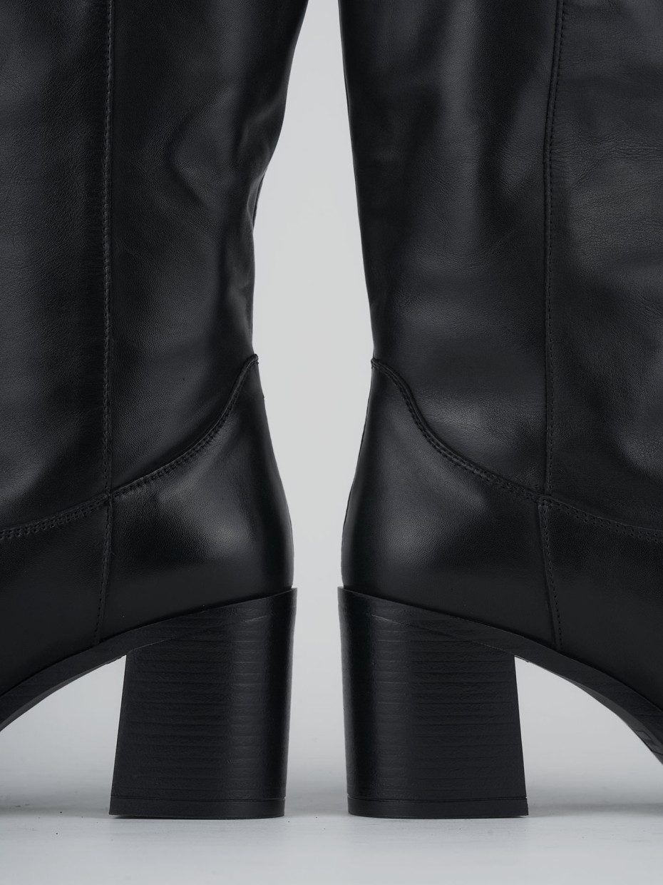 Stivali tacco 7cm pelle nero Barca Stores