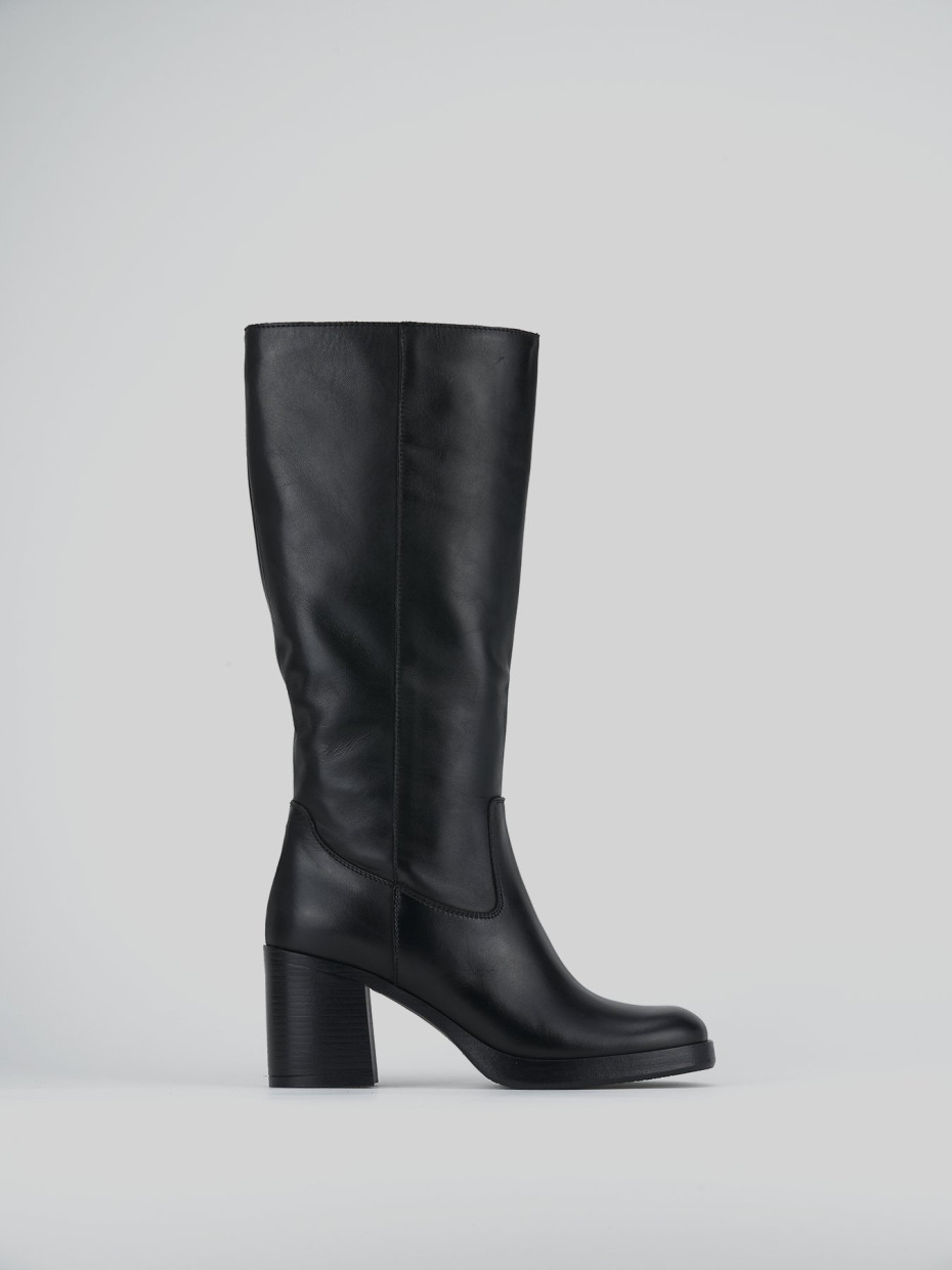 High heel boots heel 7 cm black leather
