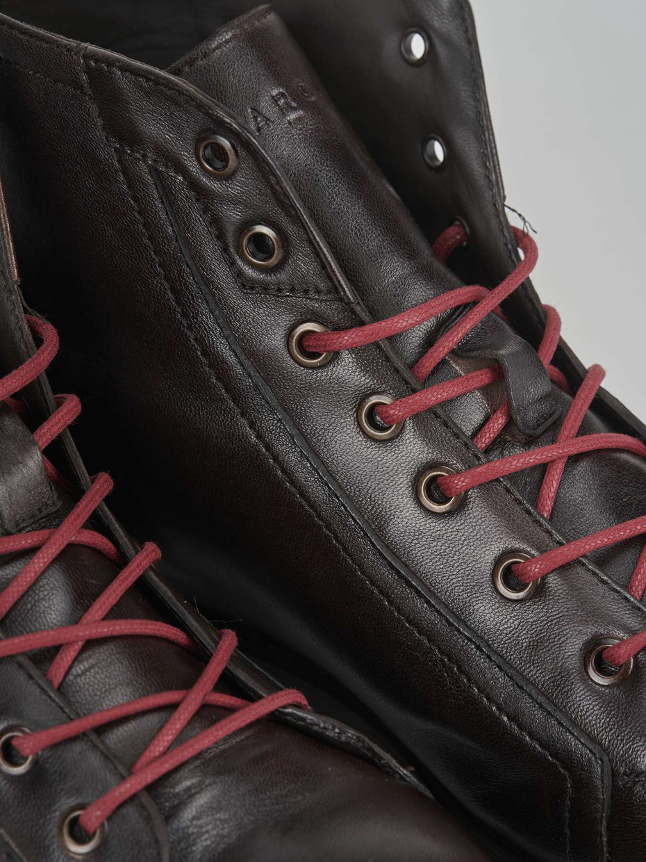 Combat boots dark brown leather