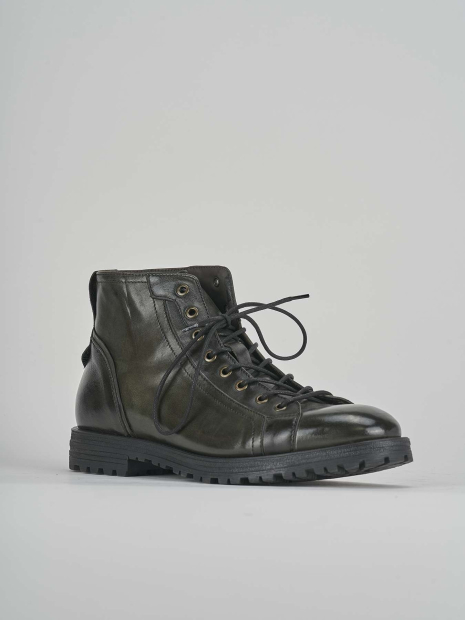 Combat boots green leather