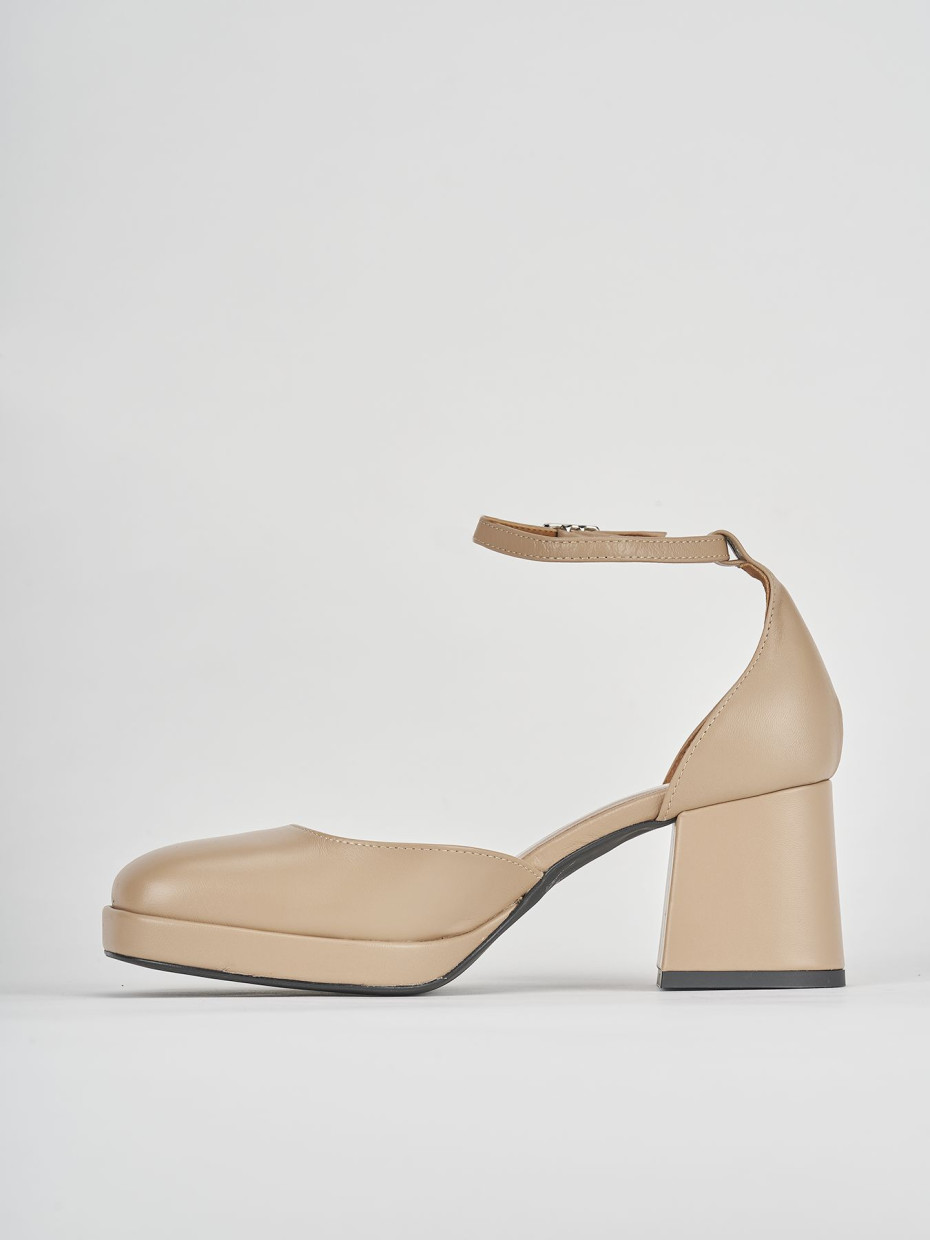 Bebe' tacco 5 cm marrone pelle