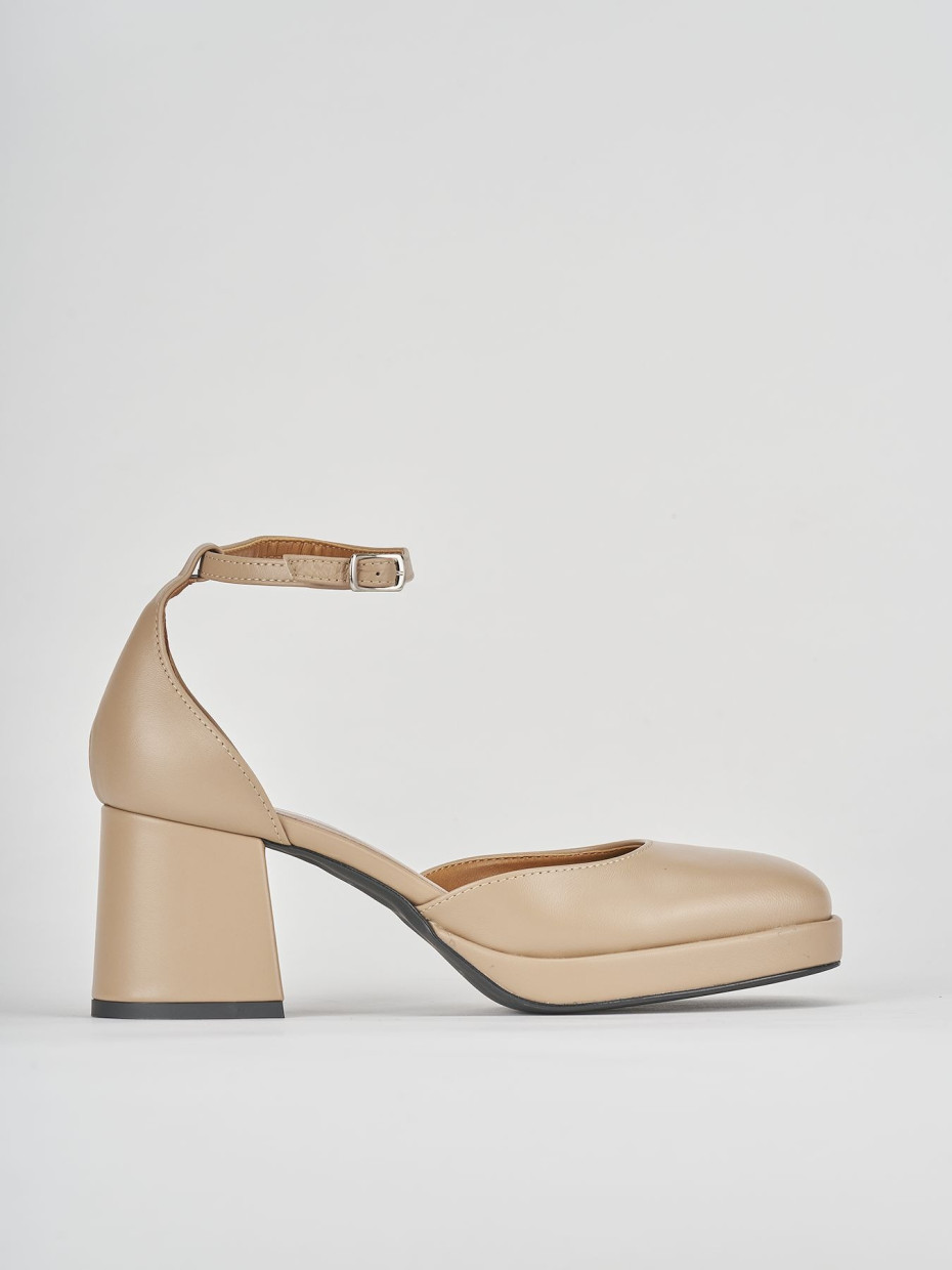 Bebe' tacco 5 cm marrone pelle