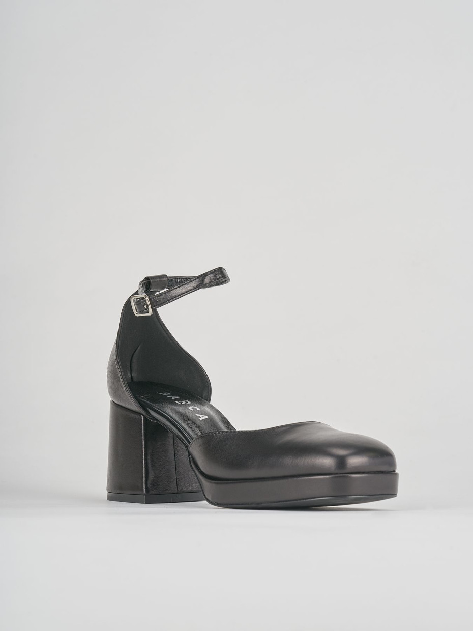 Bebe' tacco 5 cm nero pelle