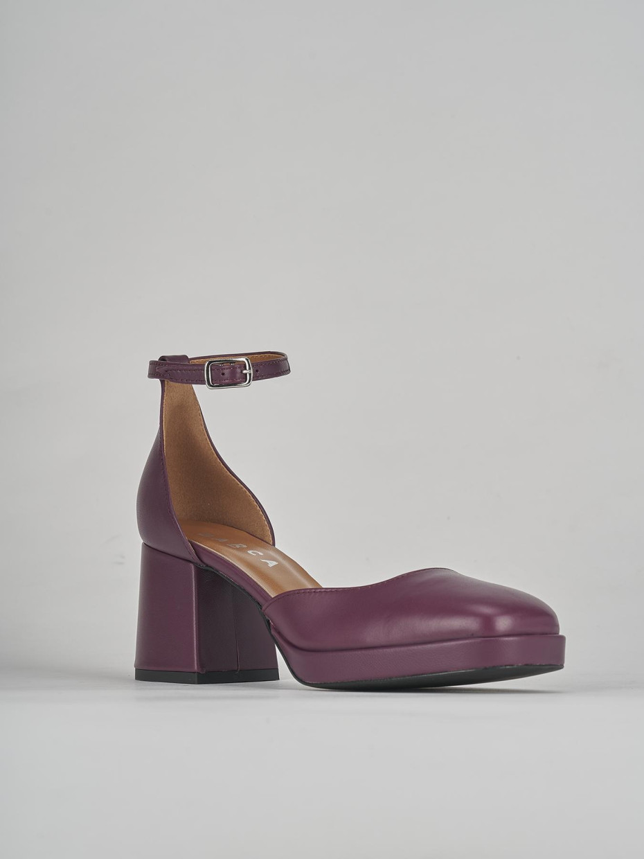 Pumps woman heel 5 cm violet leather Barca Stores