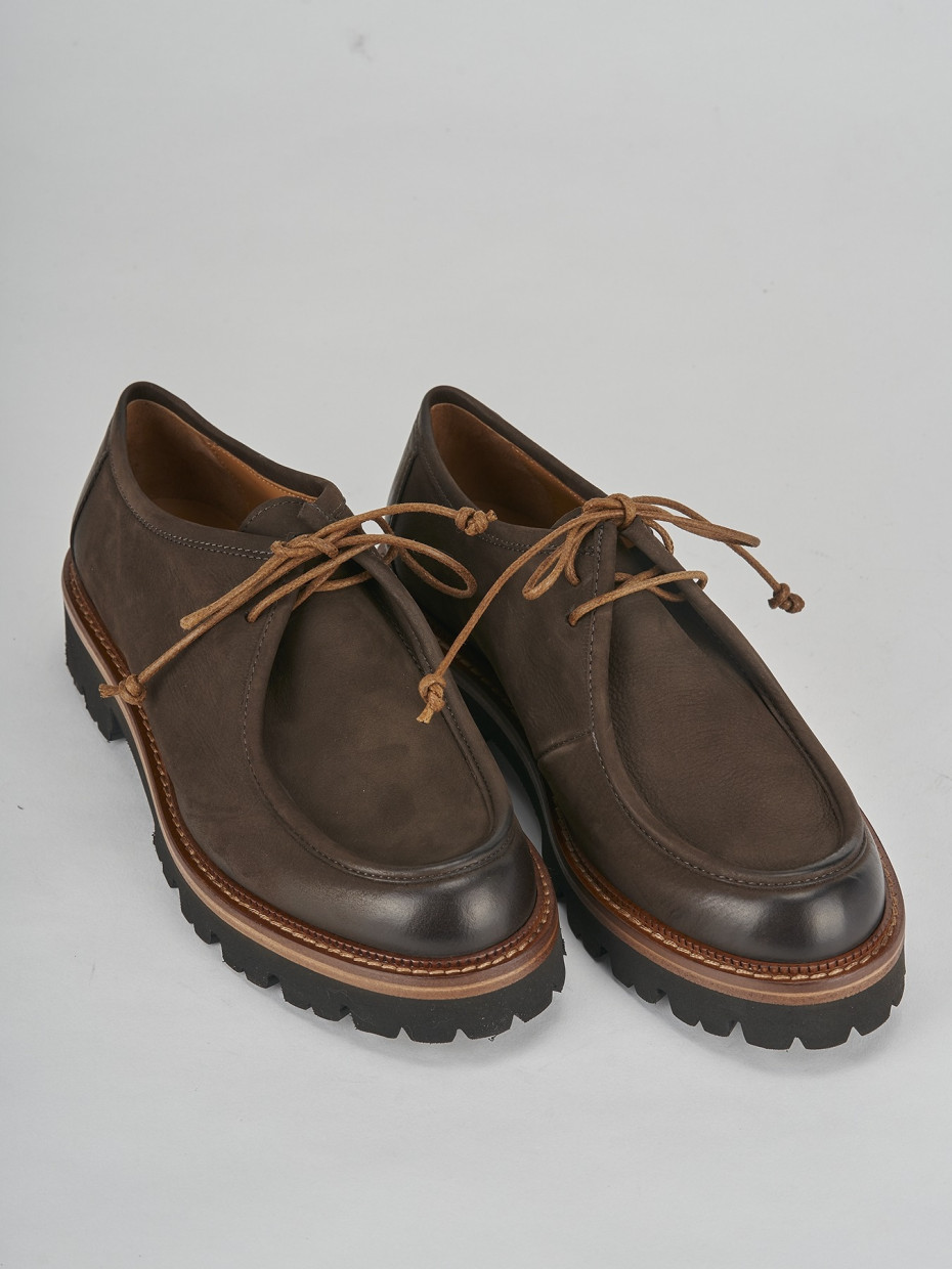 Lace-up shoes heel 2 cm dark brown nabuk