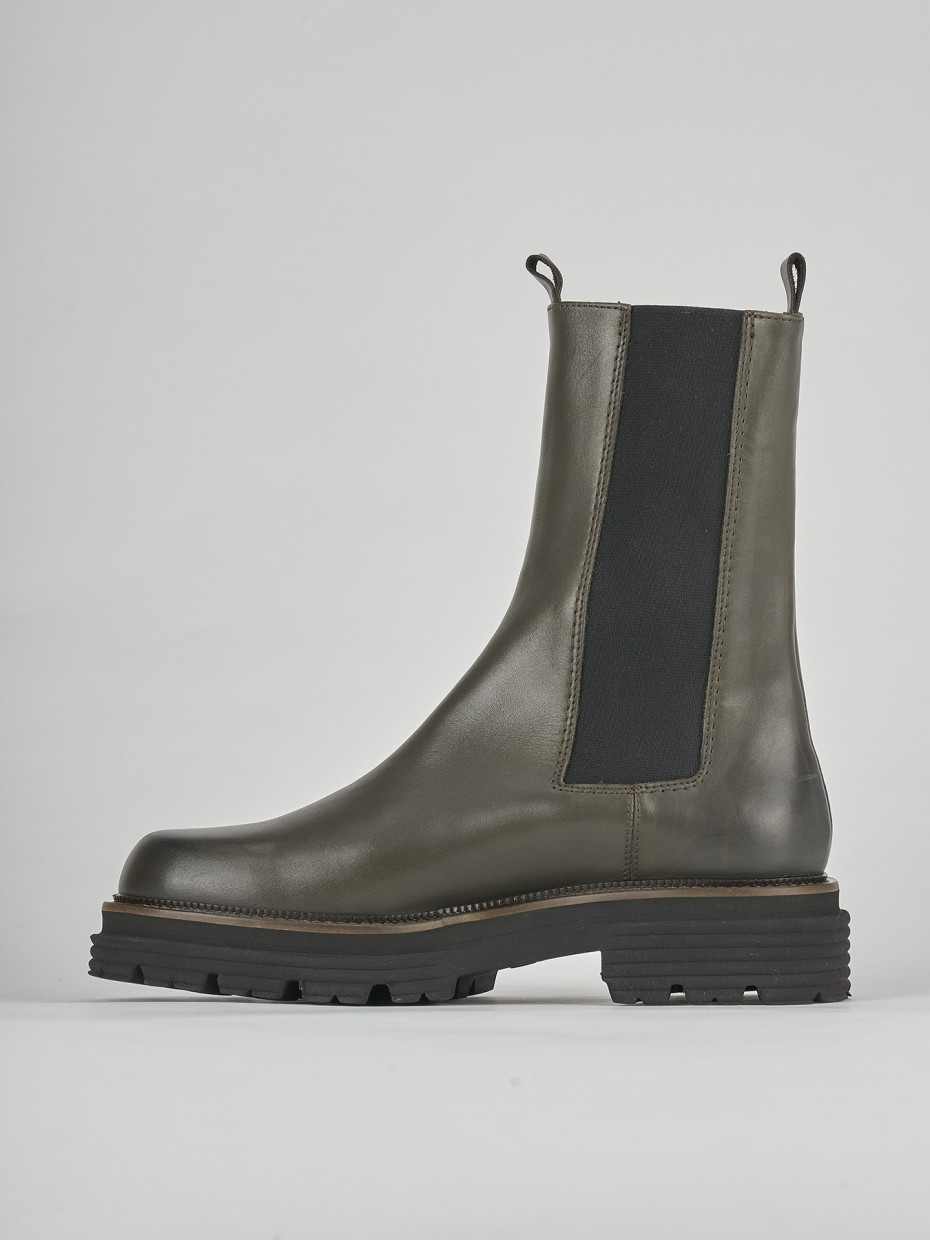 Stivale tronchetto chelsea tacco 2 cm verde pelle