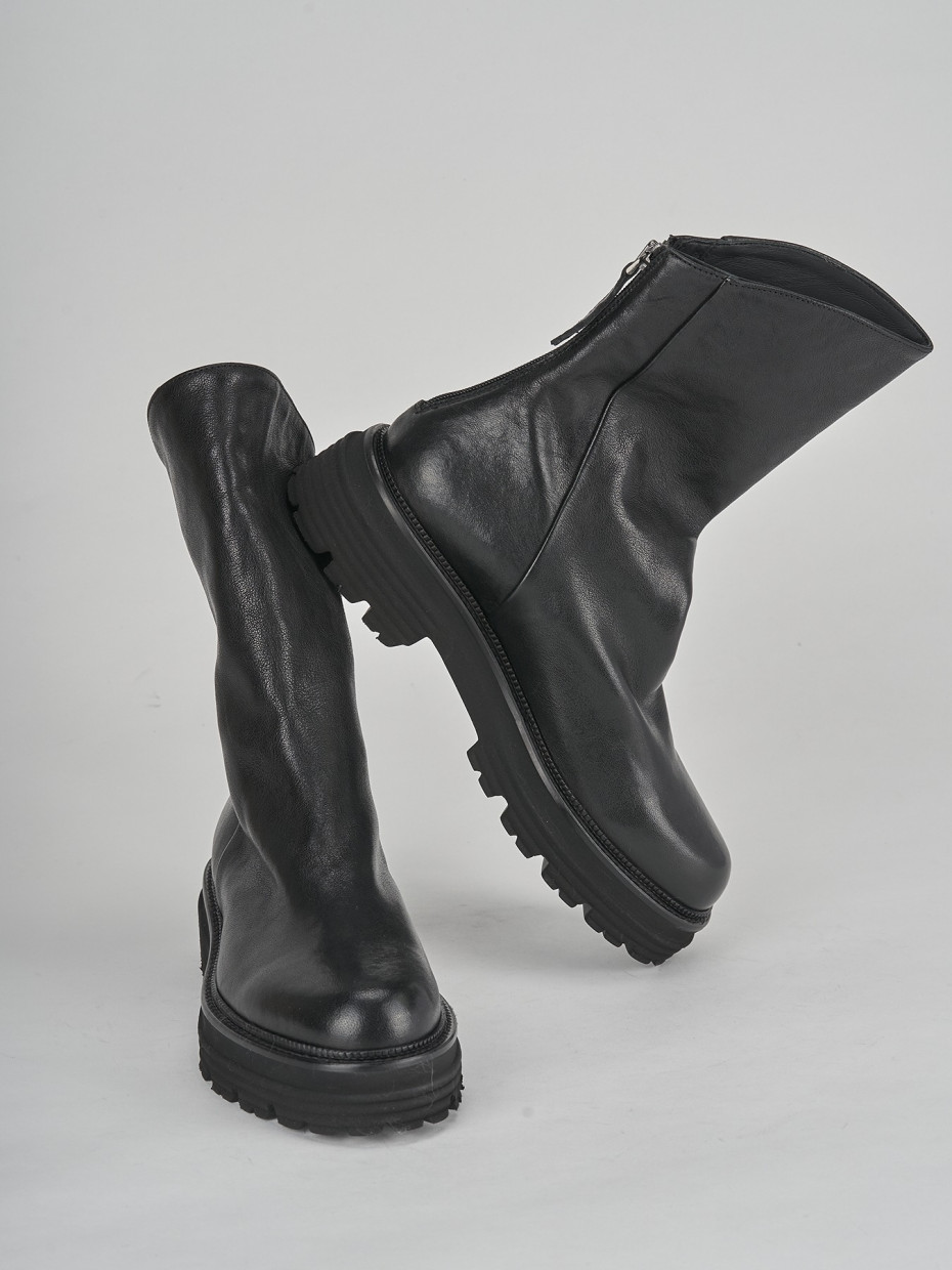 Low heel ankle boots heel 2 cm black leather