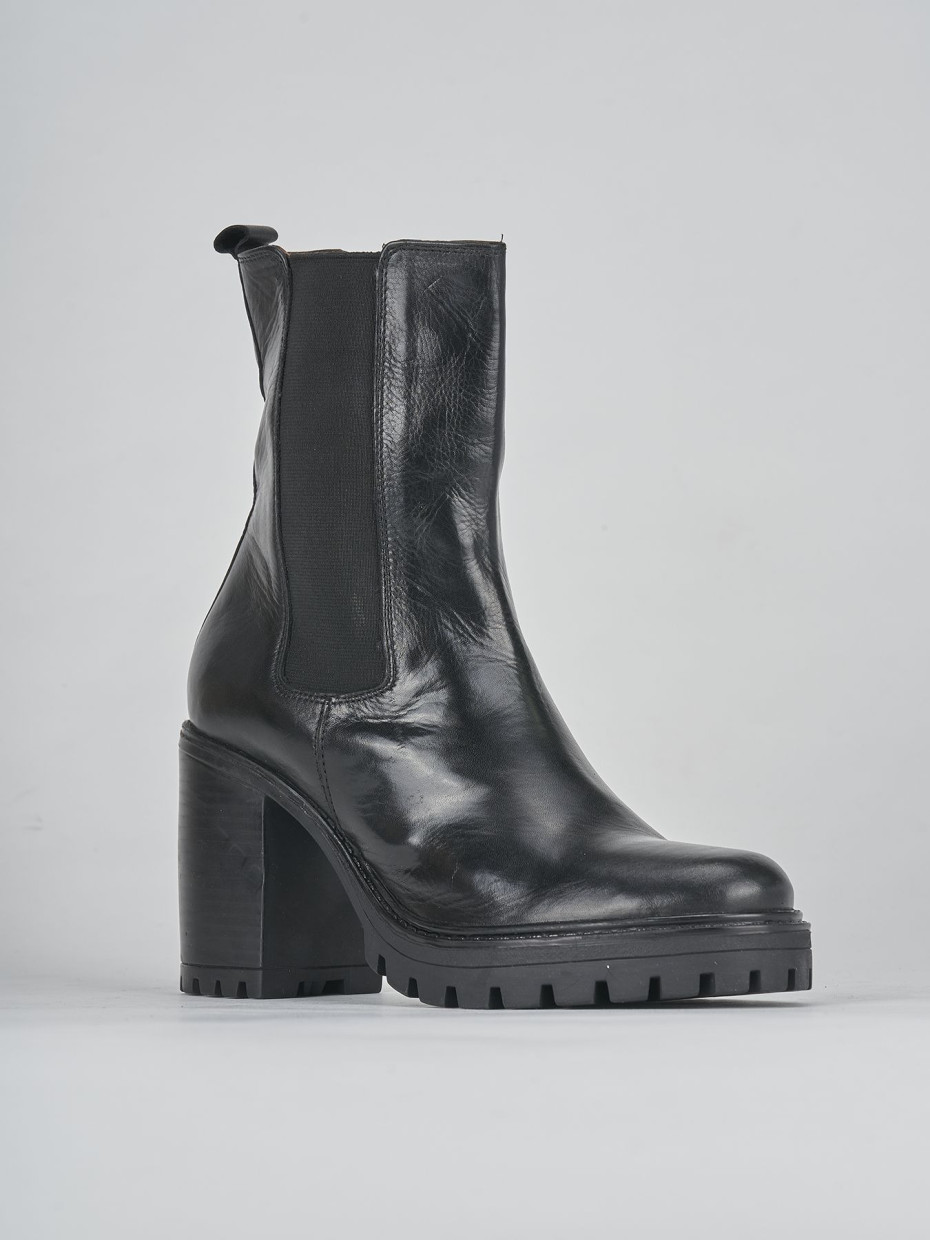 Stivaletti tacco 7cm pelle nero