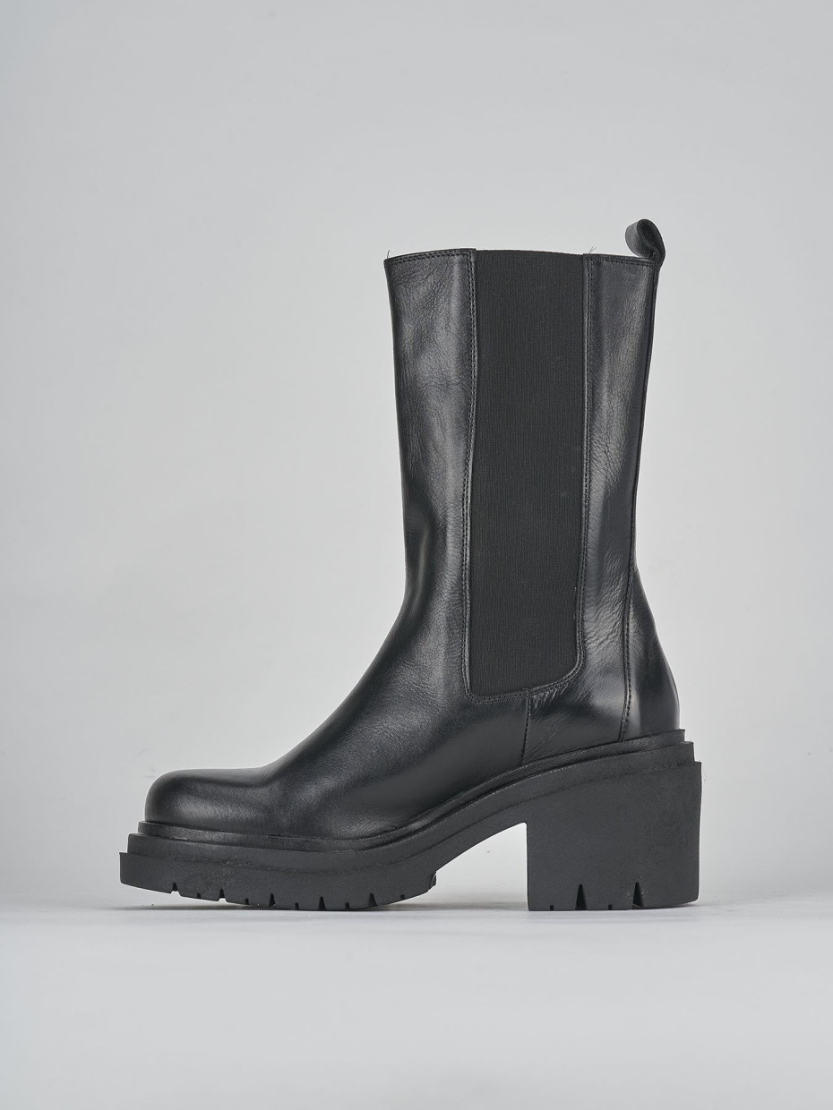 Stivaletti tacco 5cm pelle nero