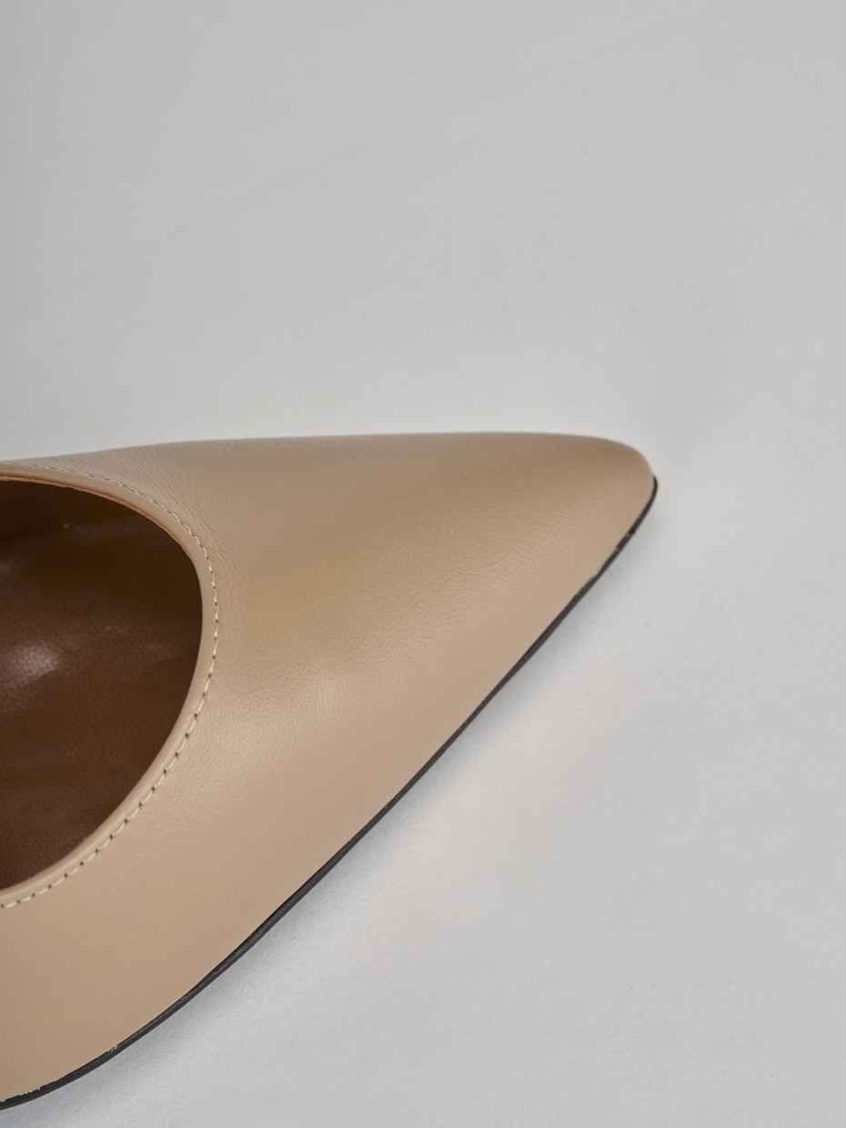 Décolleté e slingback tacco 7cm pelle marrone