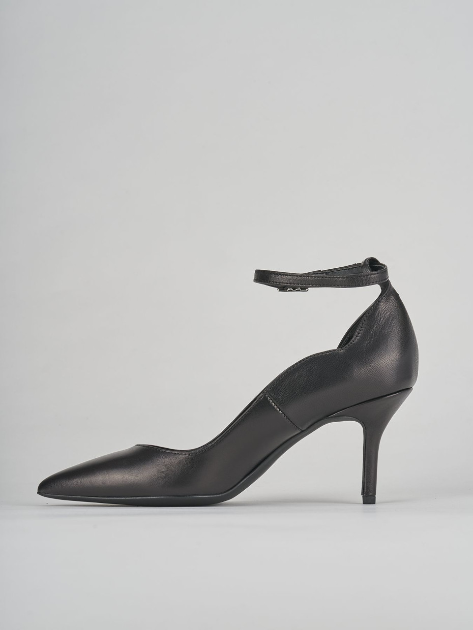 Décolleté e slingback tacco 7cm pelle nero