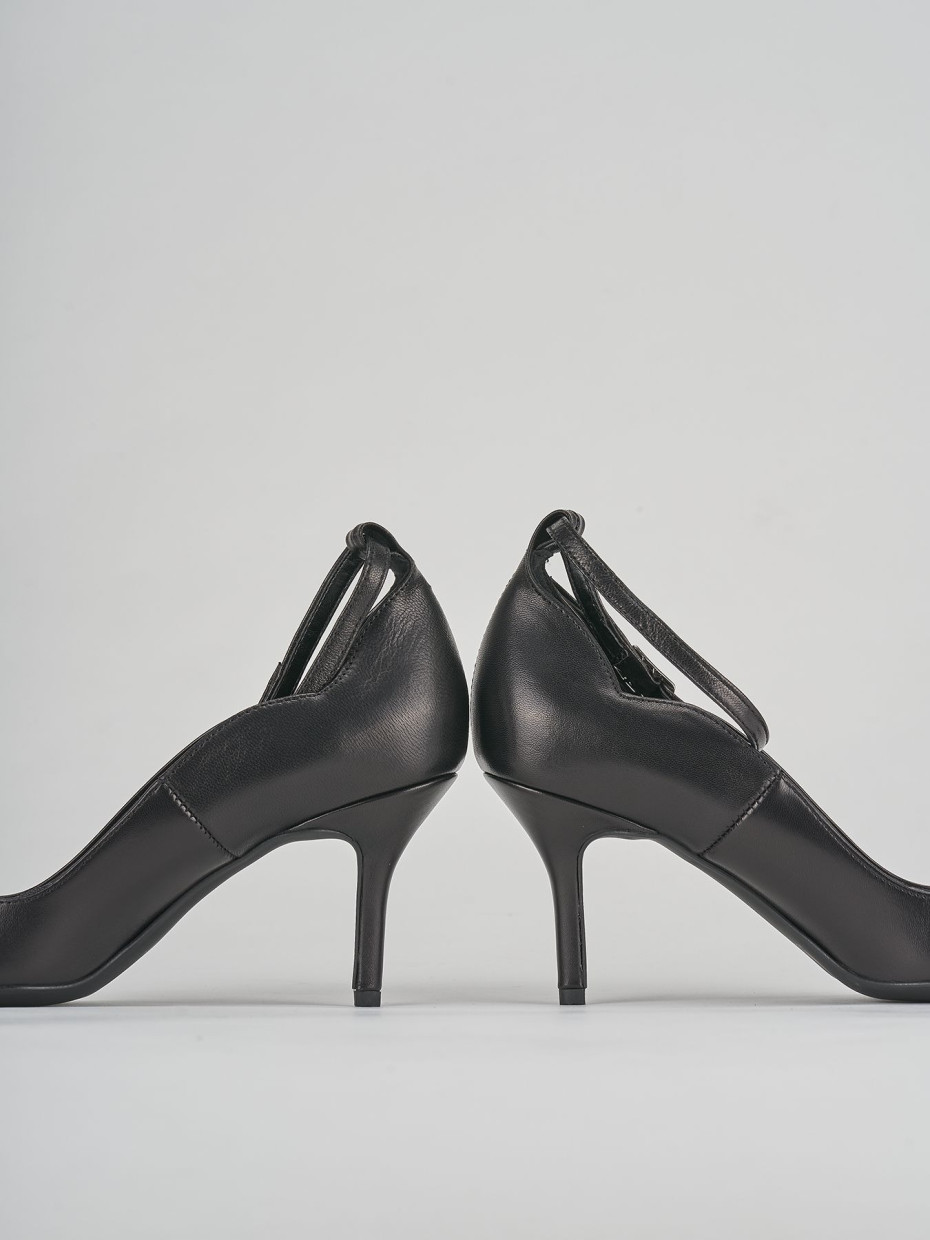 Décolleté e slingback tacco 7cm pelle nero