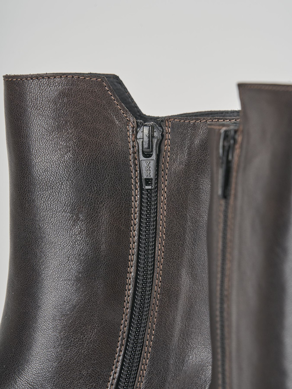 High heel ankle boots heel 6 cm dark brown leather