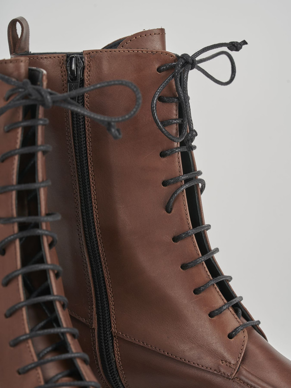 Combat boots heel 1 cm brown leather