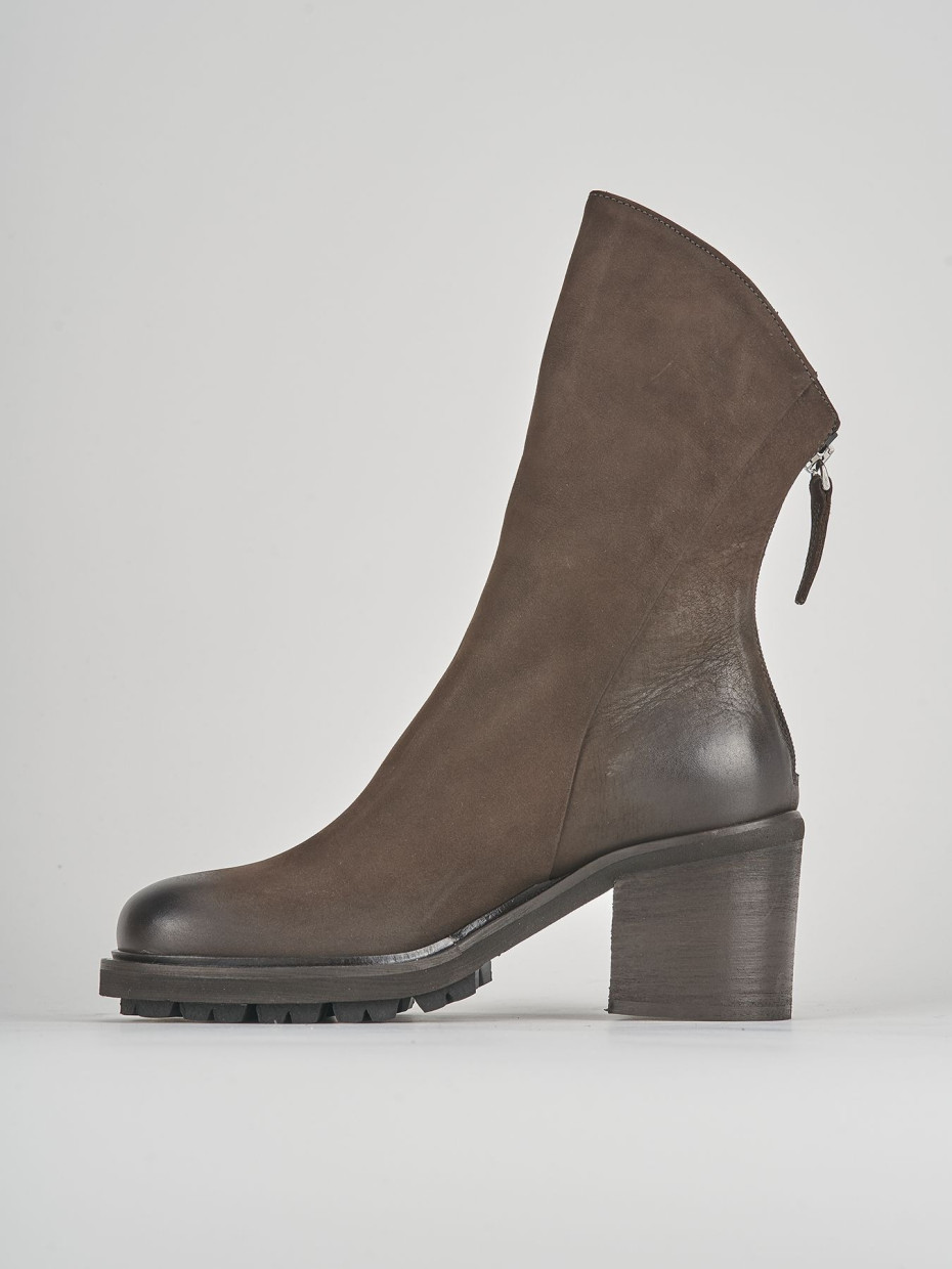 High heel ankle boots heel 6 cm dark brown nabuk