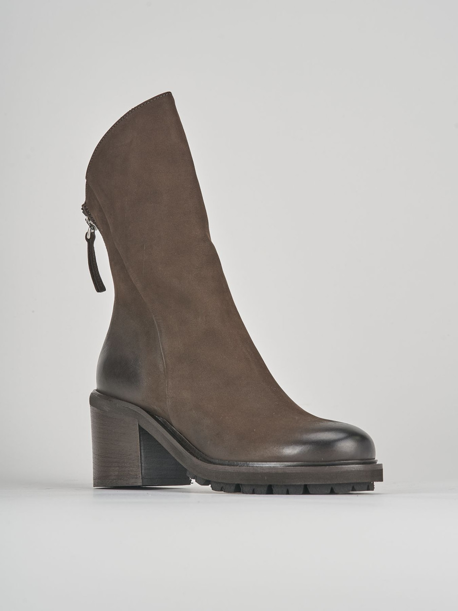 High heel ankle boots heel 6 cm dark brown nabuk