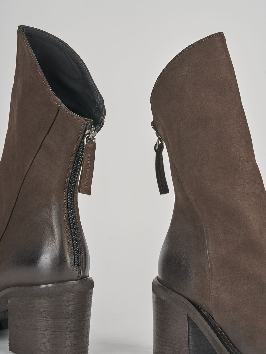 High heel ankle boots heel 6 cm dark brown nabuk
