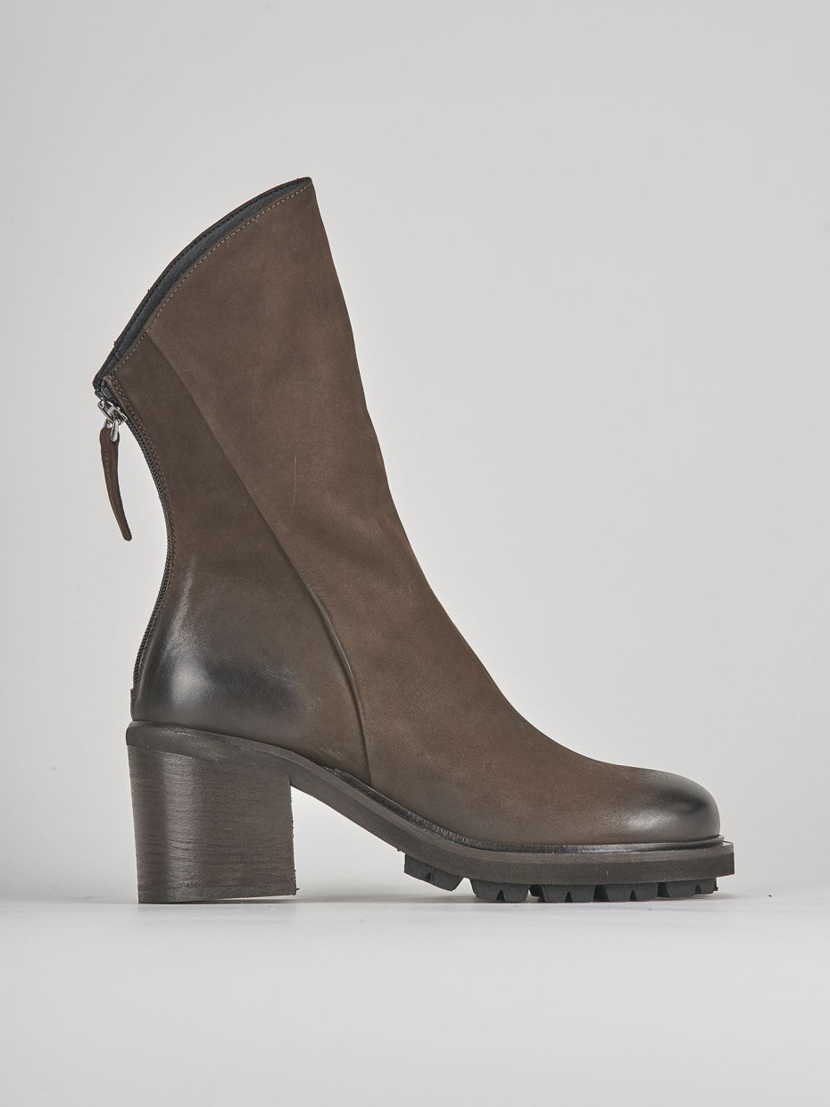 High heel ankle boots heel 6 cm dark brown nabuk