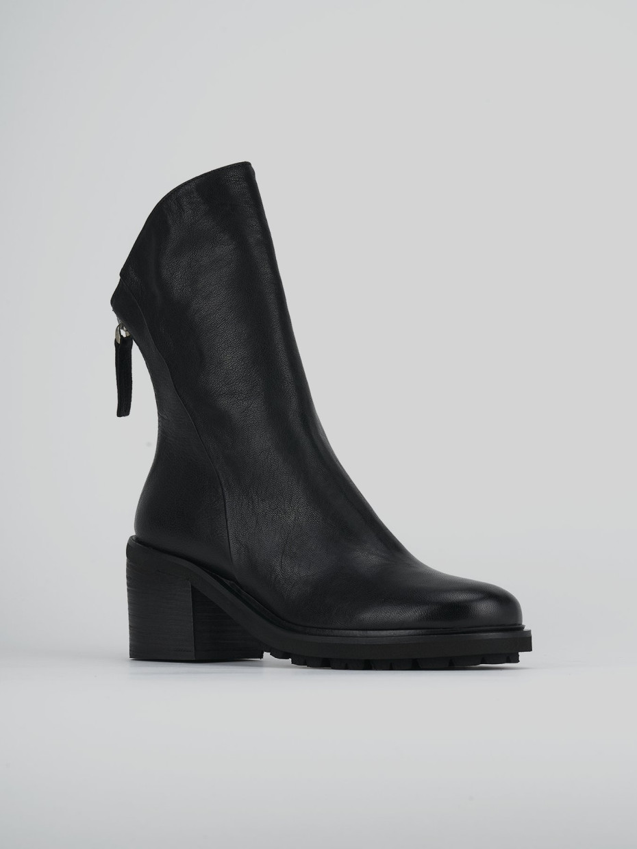 Stivaletti tacco 6cm pelle nero