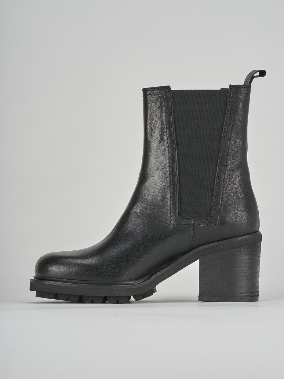 Stivaletti tacco 5cm pelle nero