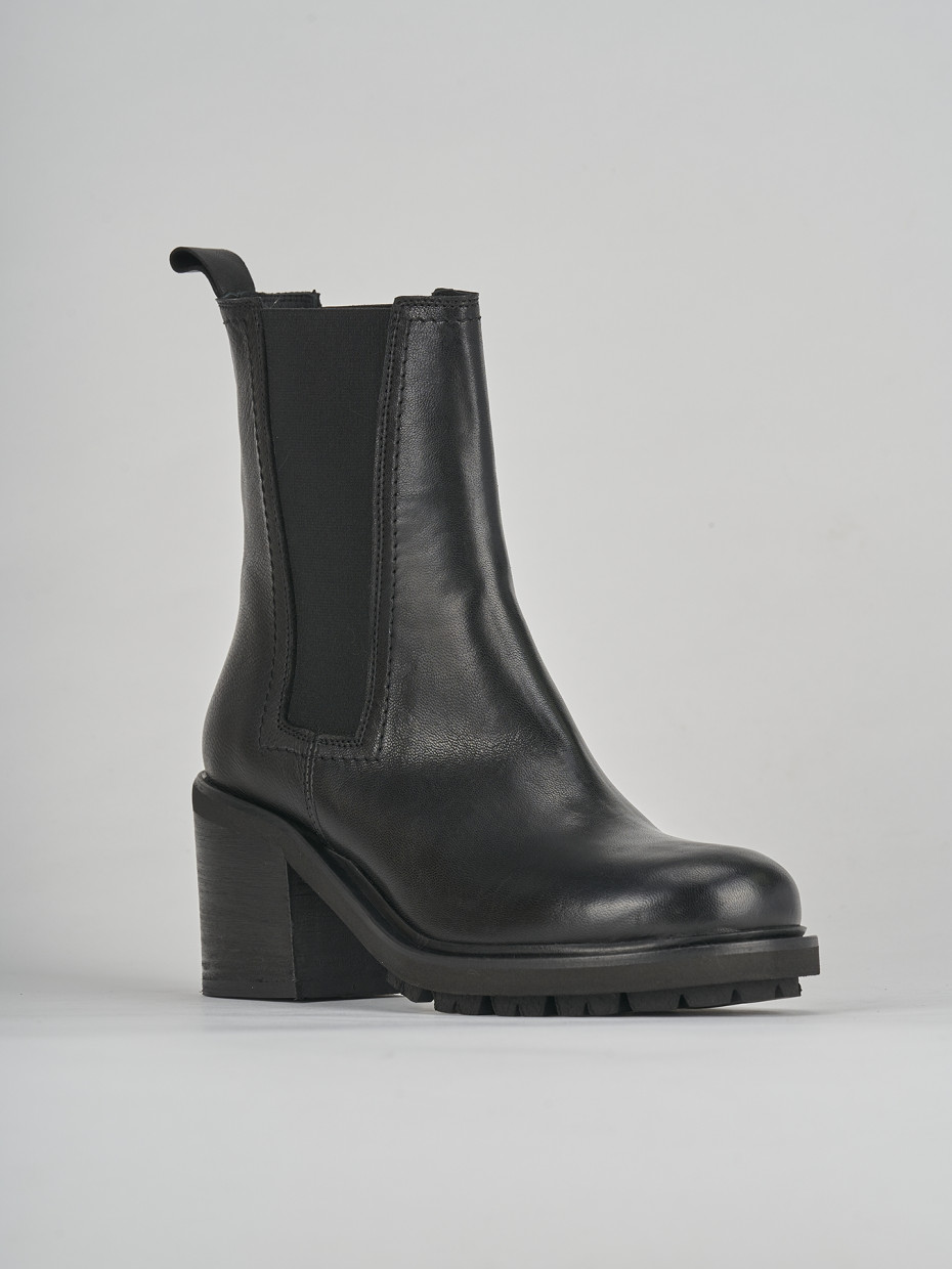 Stivaletti tacco 5cm pelle nero