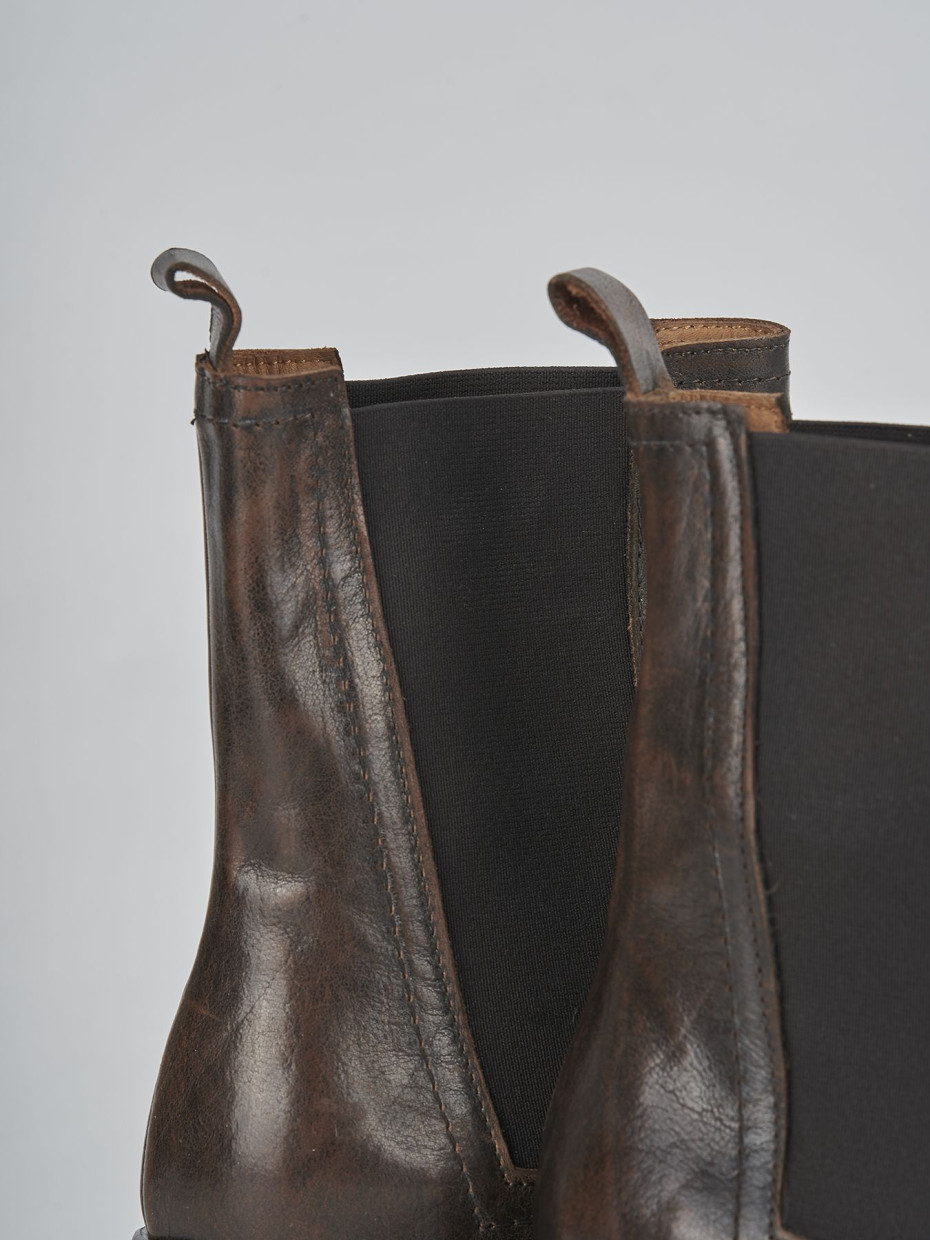 High heel ankle boots heel 5 cm dark brown leather
