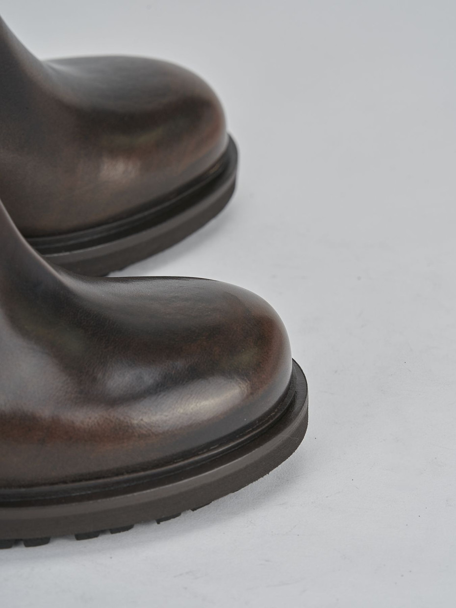 High heel ankle boots heel 5 cm dark brown leather