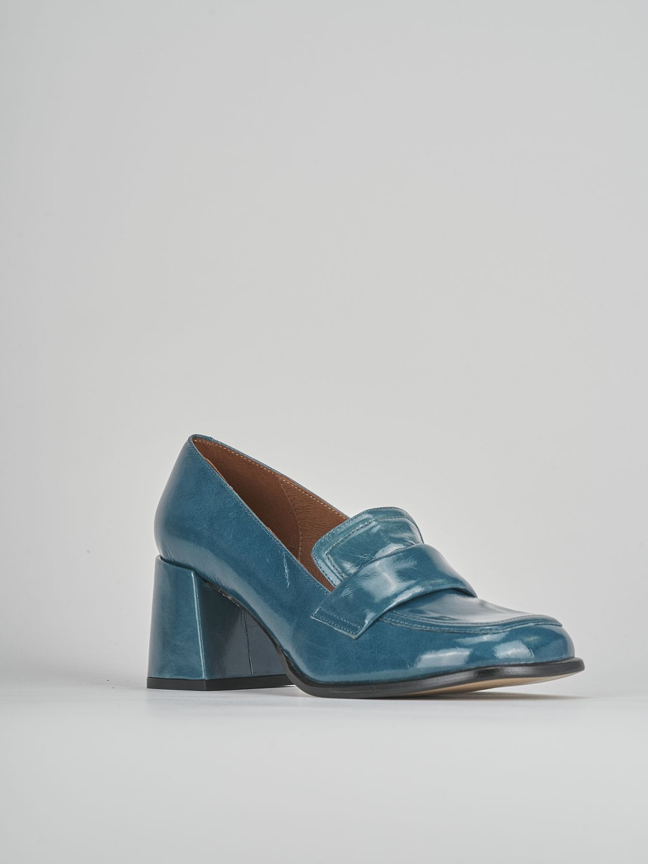 Mocassini tacco 5cm pelle blu