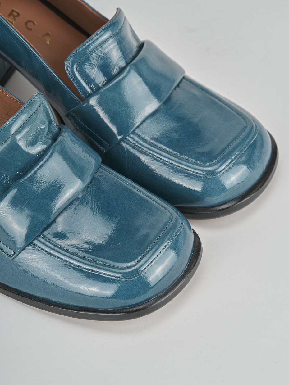 Mocassini tacco 5cm pelle blu
