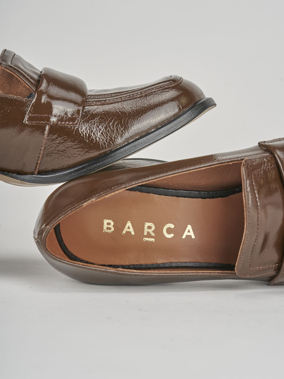 Loafers woman heel 5 cm brown leather Barca Stores