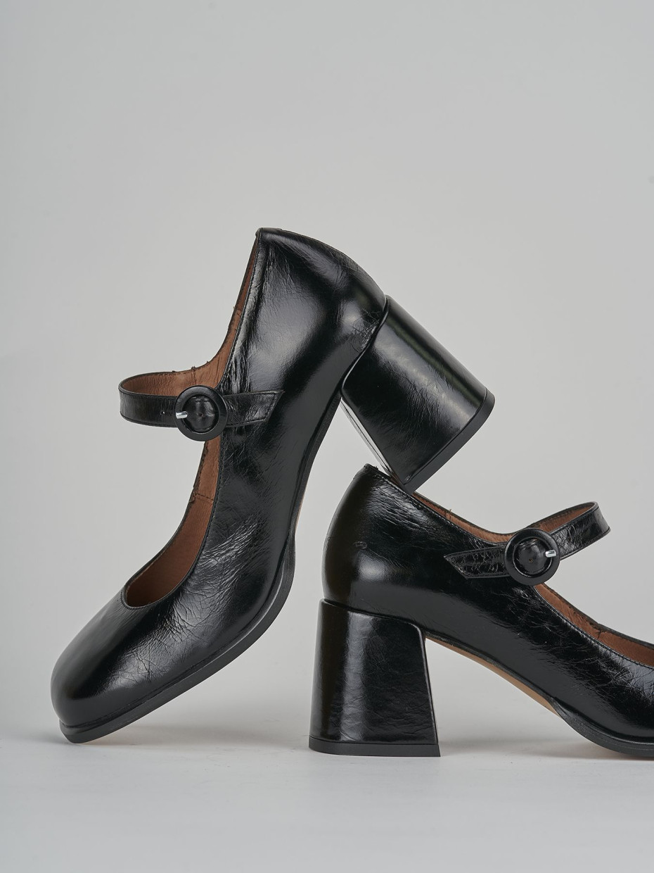 Décolleté e slingback tacco 5cm pelle nero
