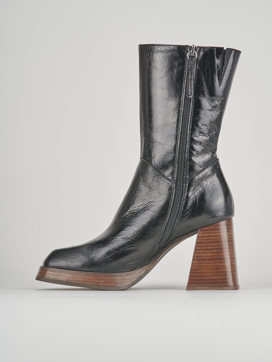 Stivaletti tacco 8cm pelle nero