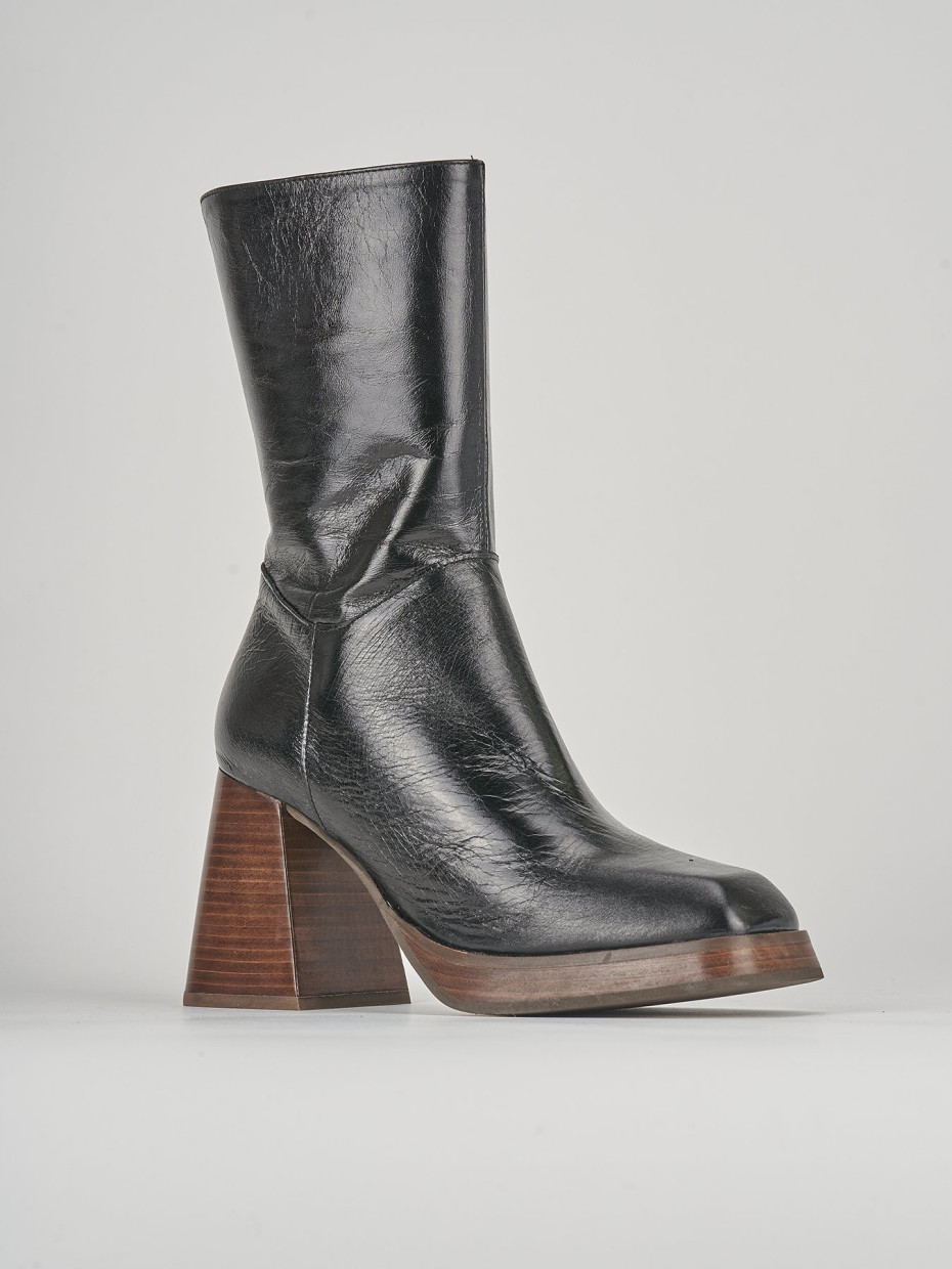 Stivaletti tacco 8cm pelle nero