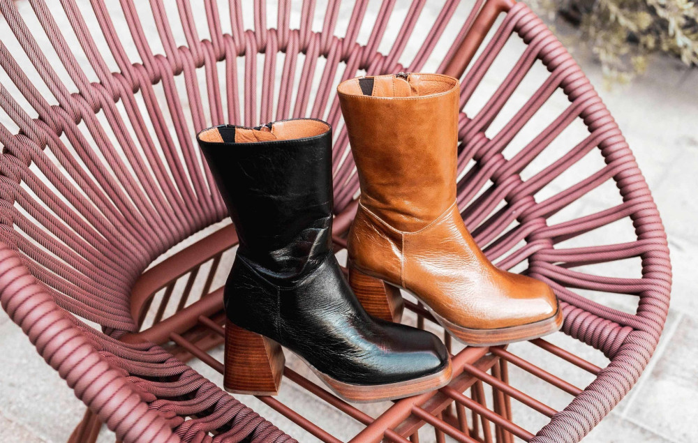 High heel ankle boots heel 8 cm brown leather