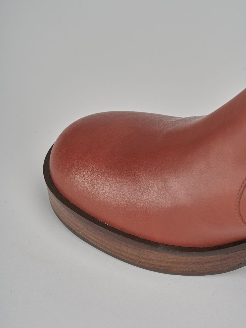 High heel ankle boots heel 6 cm orange leather