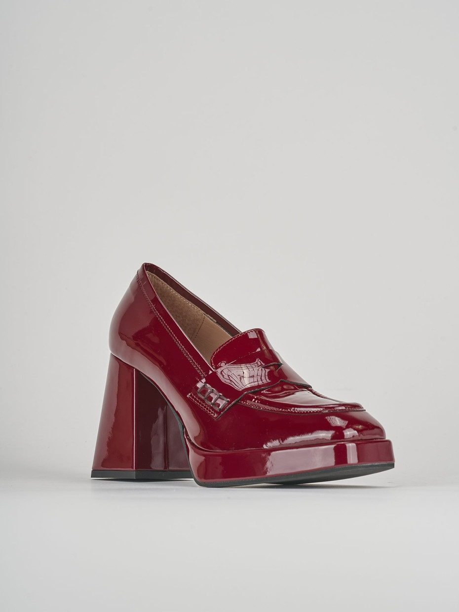 Mocassini tacco 7cm vernice bordo'