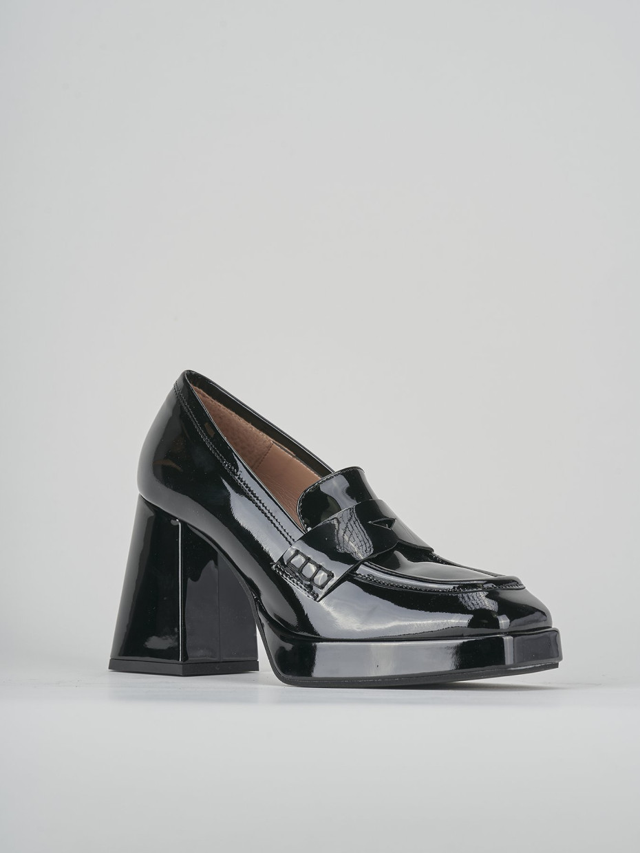 Mocassini tacco 7cm vernice nero