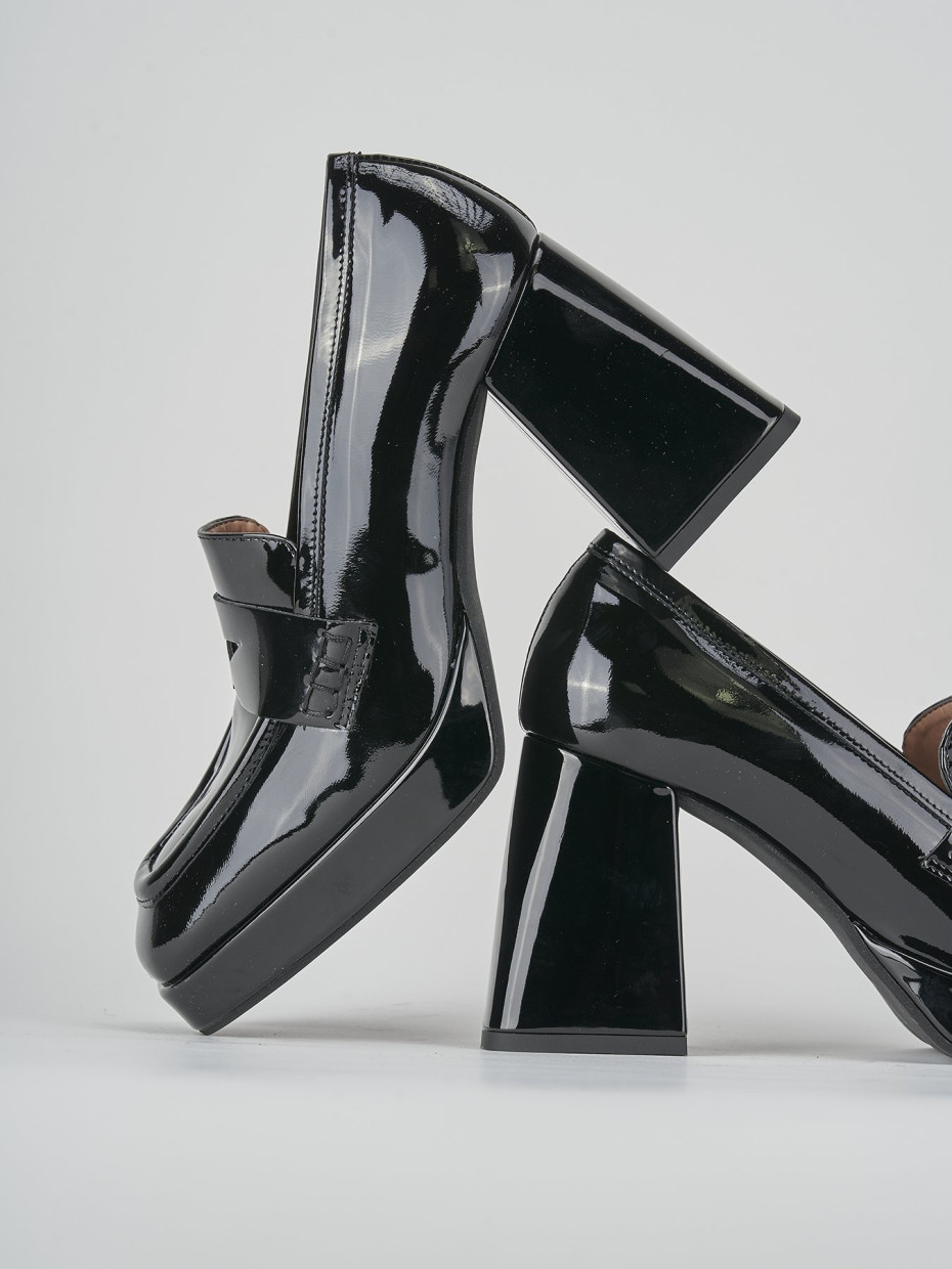 Mocassini tacco 7cm vernice nero