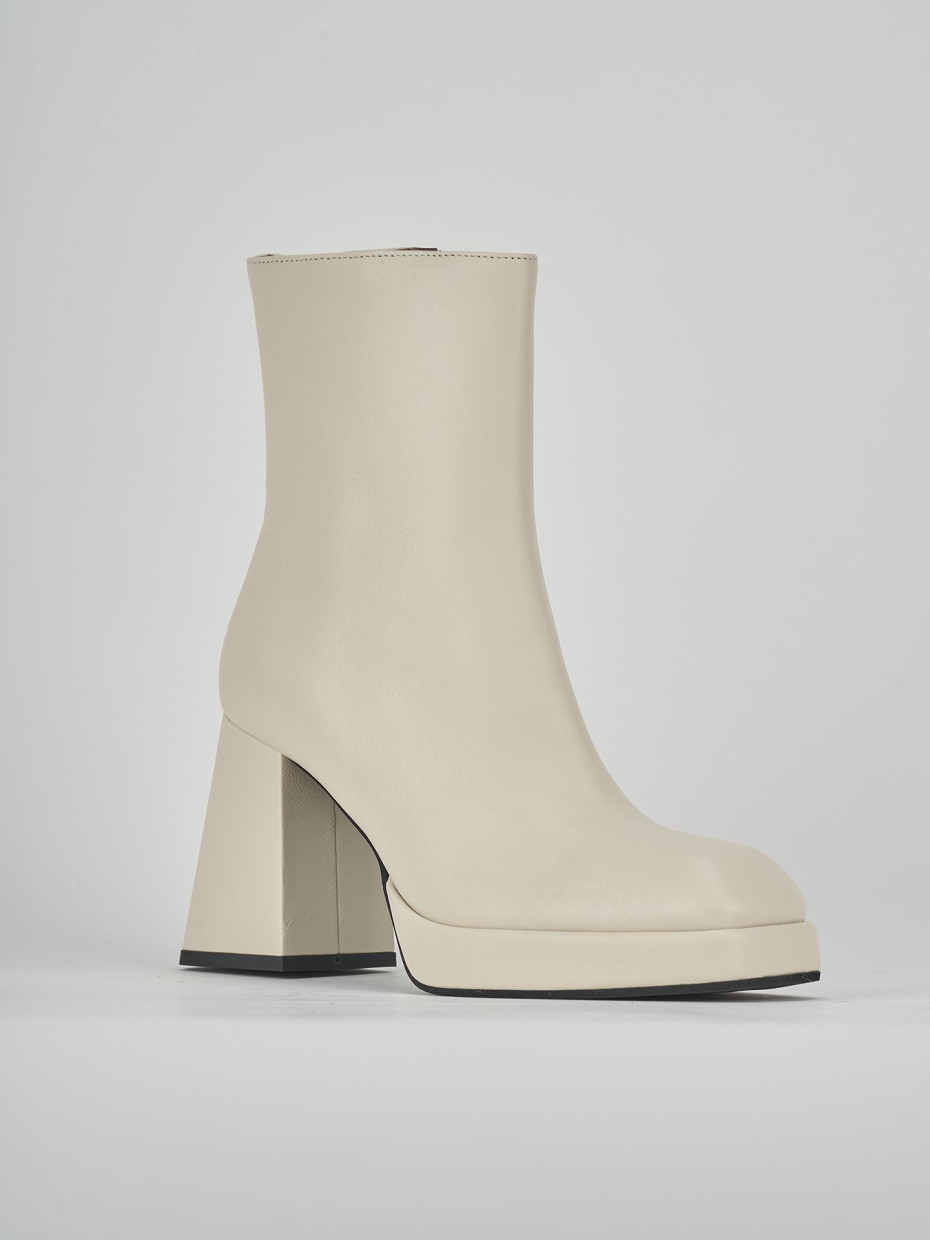 Stivaletti tacco 7cm pelle bianco
