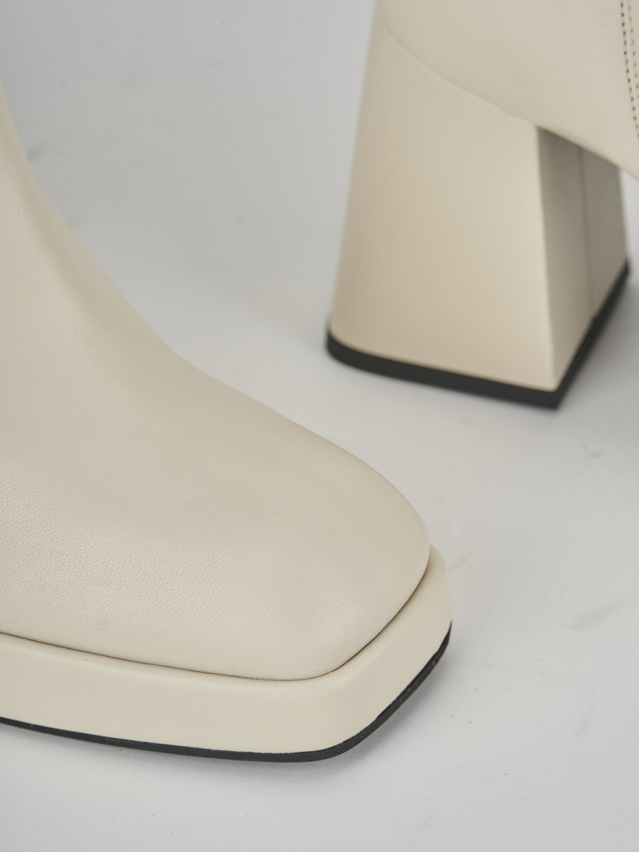 Stivaletti tacco 7cm pelle bianco