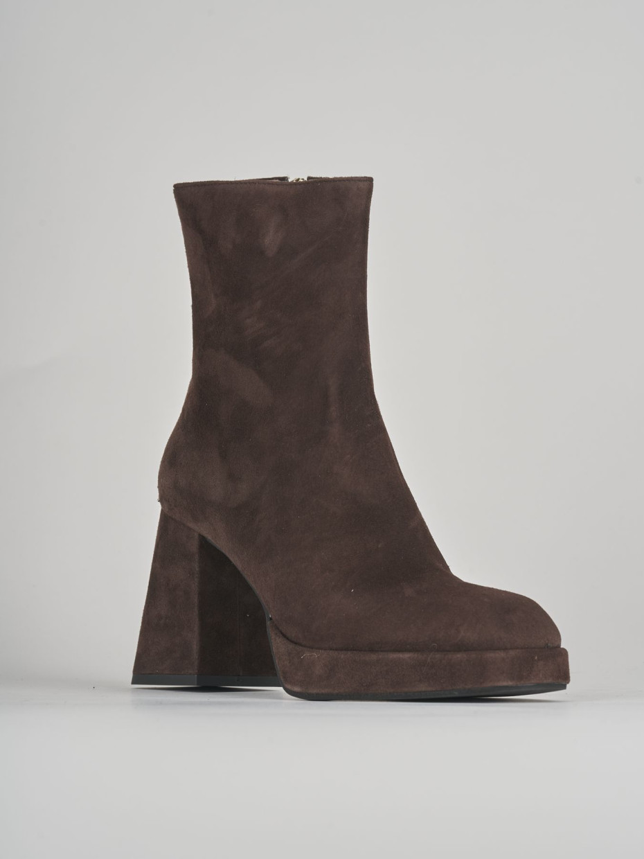 High heel ankle boots heel 7 cm dark brown suede